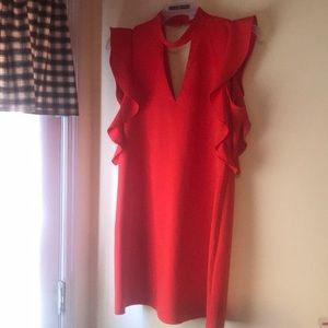 Front cut out red shift dress